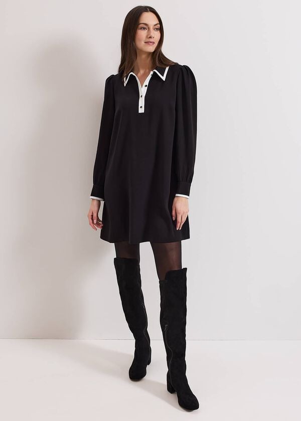 Phase Eight Gina Black Collar Swing Dress