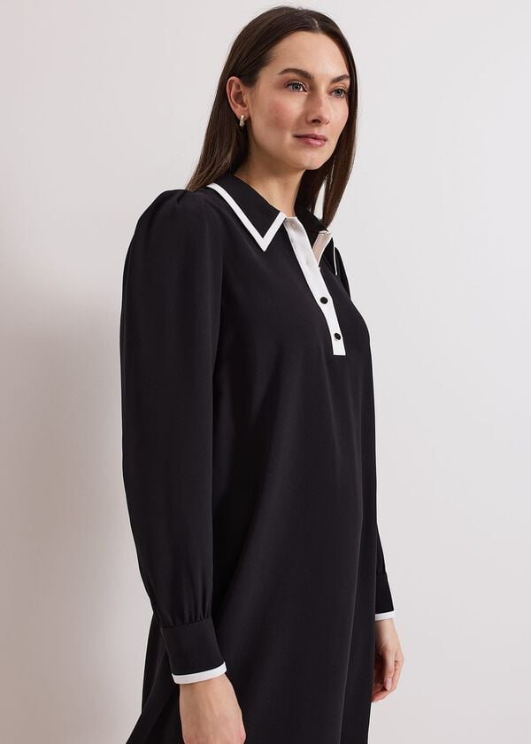 Phase Eight Gina Black Collar Swing Dress