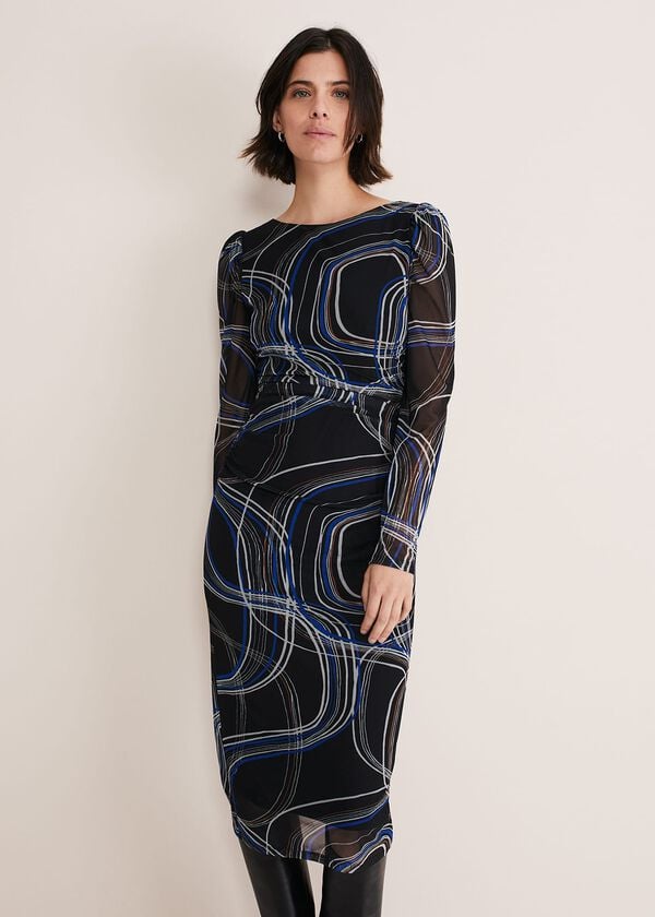 Phase Eight Gizelle Swirl Long Sleeved Dress