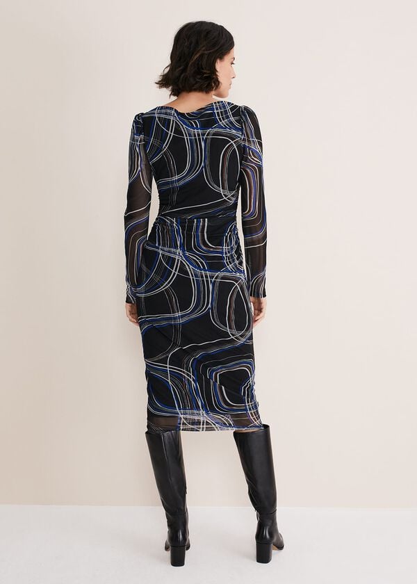 Phase Eight Gizelle Swirl Long Sleeved Dress