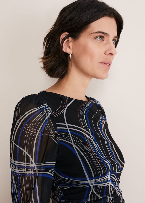 Phase Eight Gizelle Swirl Long Sleeved Dress