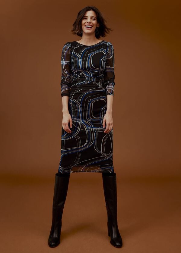 phase eight Gizelle Swirl Long Sleeved Dress