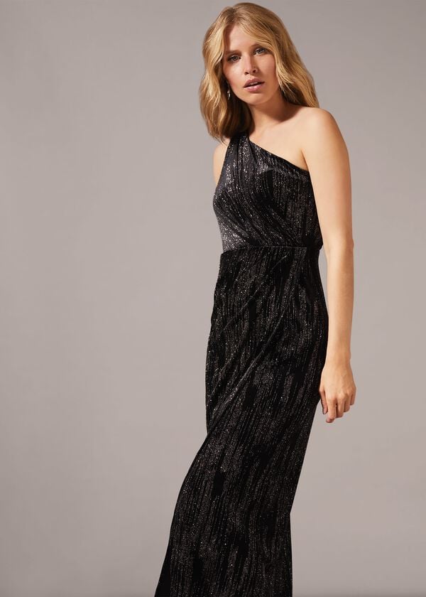 Phase Eight Glitterai One Shoulder Maxi Dress
