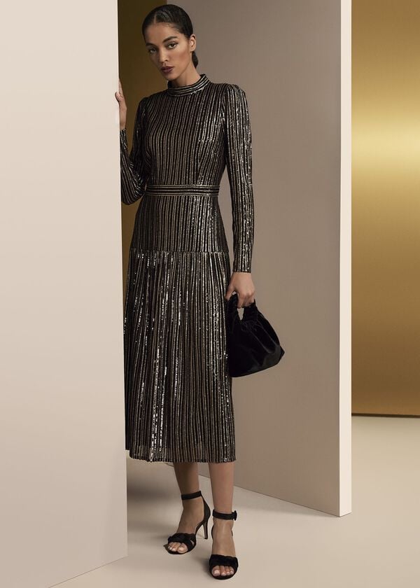 phase eight Gloria Sequin Stripe Midi Dress