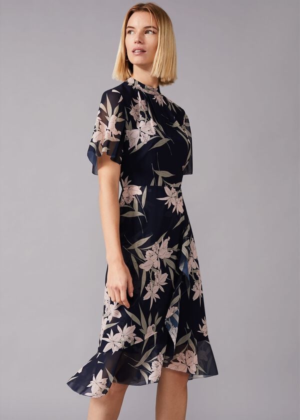 Phase Eight Gracen Palm Print Tea Dress