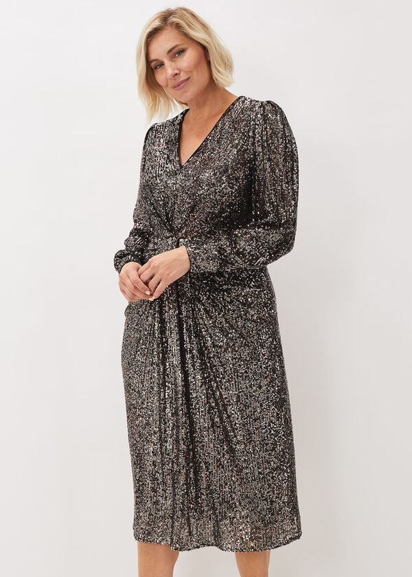 phase eight Haisley Sequin Sleeved Dress