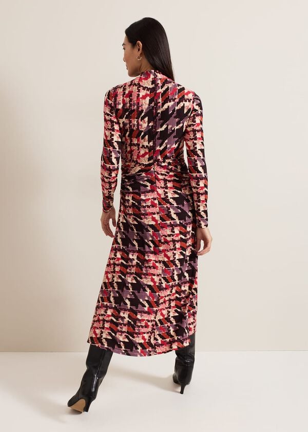 Phase Eight Harrie Dogtooth Colourful Jersey Dress