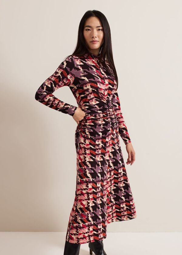 Phase Eight Harrie Dogtooth Colourful Jersey Dress