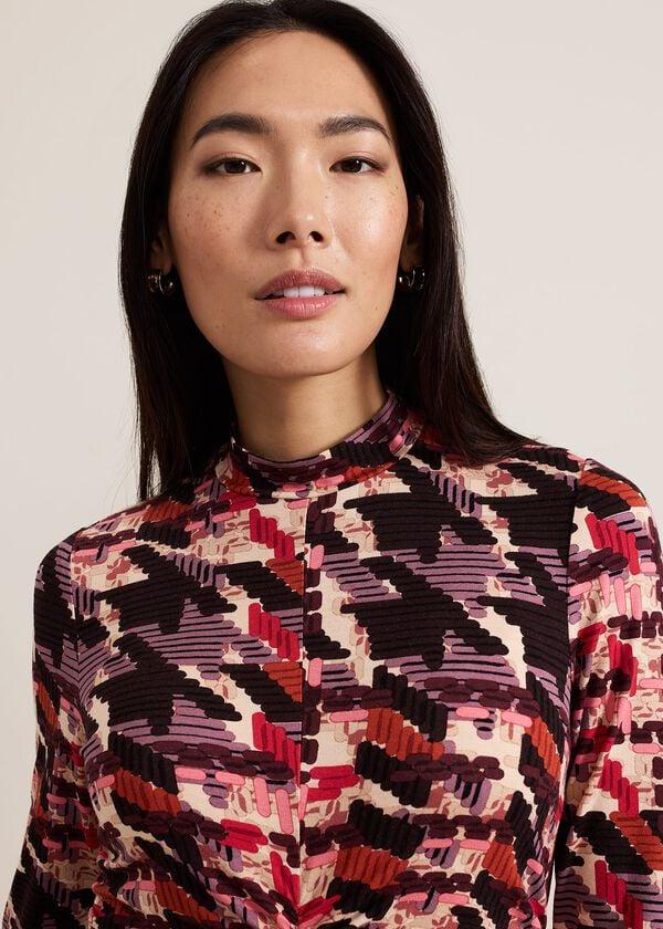 Phase Eight Harrie Dogtooth Colourful Jersey Dress