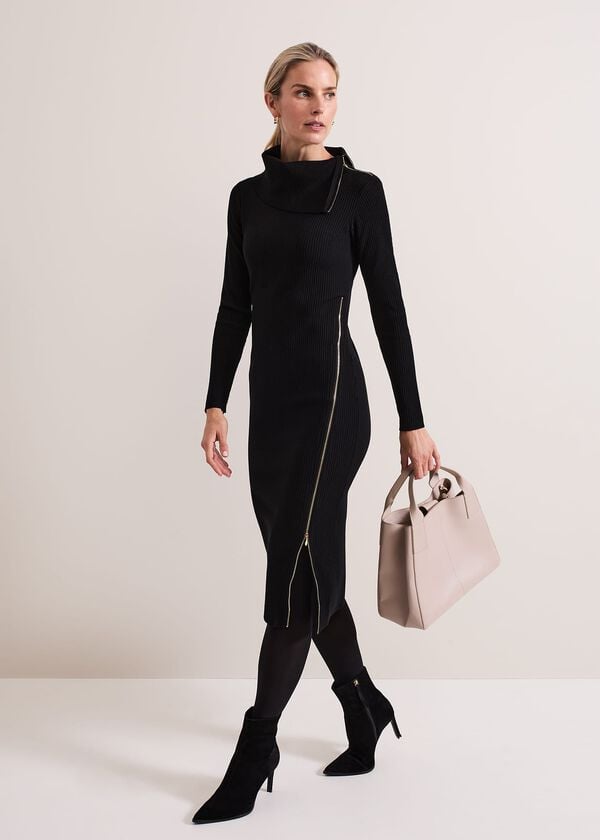 Phase Eight Hartley Zip Ribbed Column Dress