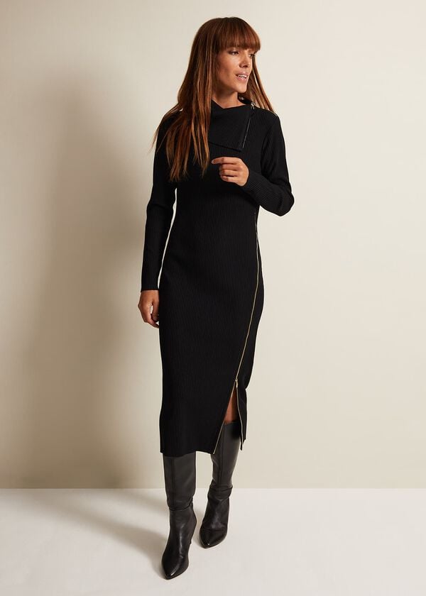 Phase Eight Hartley Zip Ribbed Column Dress