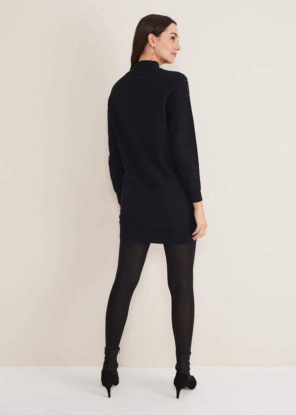 Phase Eight Helena Gold Stud Knit Dress