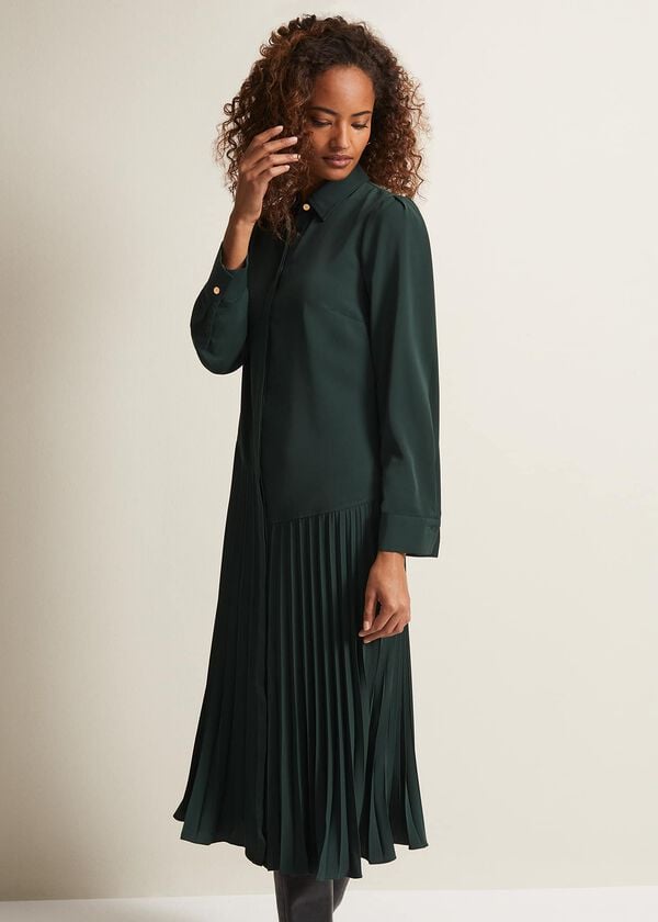 Phase Eight Helena Pleated Shirt Midi Dress