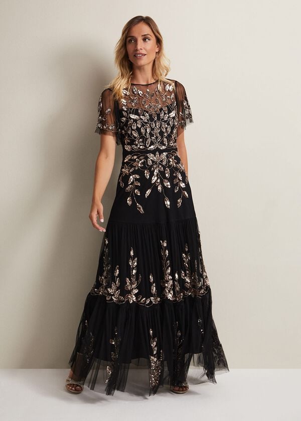 phase eight Hilary Beaded Tiered Maxi Dress