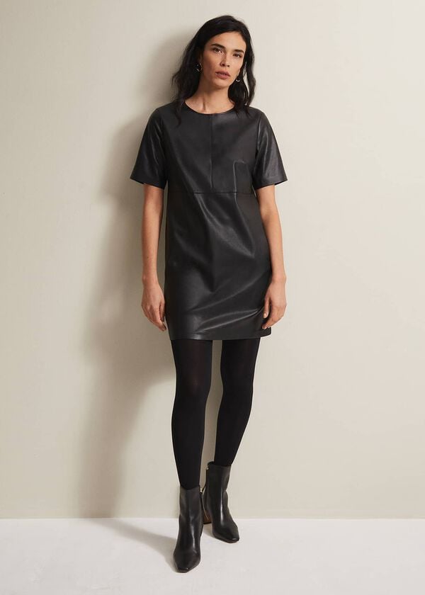 Phase Eight Hilde Faux Leather Shift Mini Dress