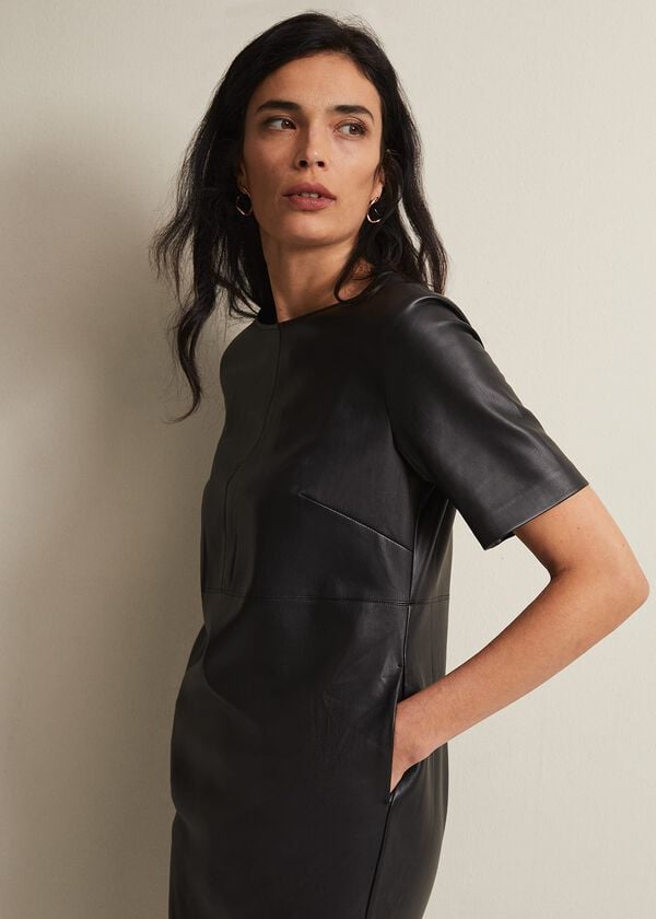 Phase Eight Hilde Faux Leather Shift Mini Dress