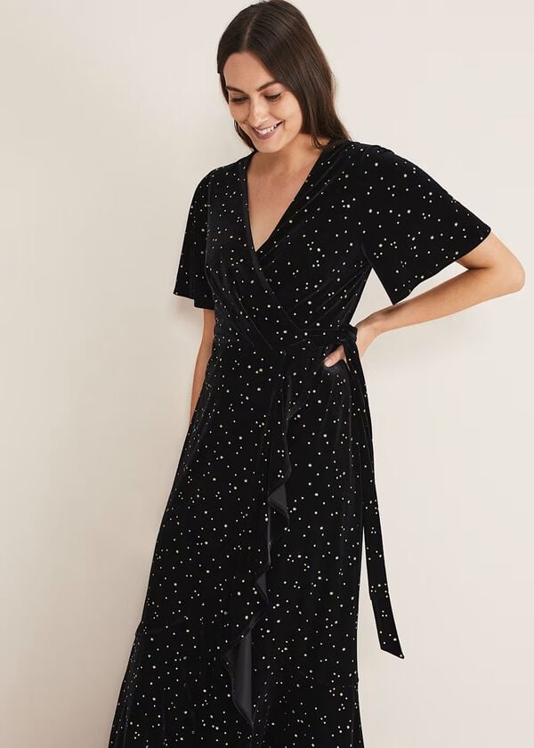 Phase Eight Holly Velvet Star Wrap Maxi Dress