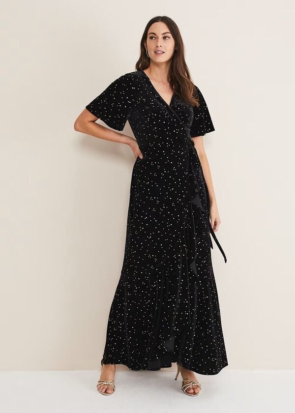Phase Eight Holly Velvet Star Wrap Maxi Dress