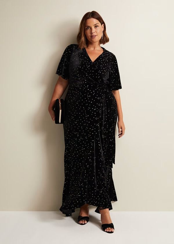 phase eight Holly Velvet Star Wrap Maxi Dress