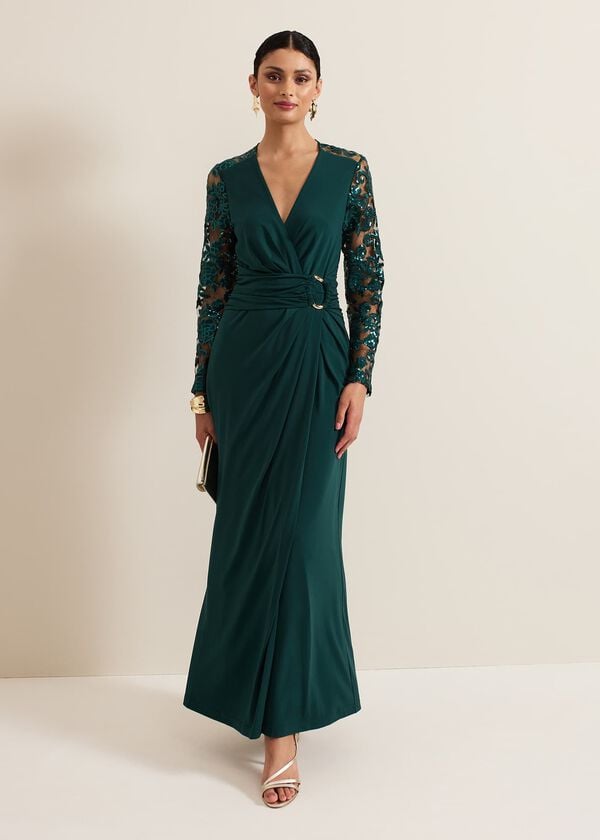 phase eight Ilona Dark Green Sequin Maxi Dress