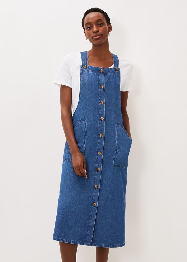 Phase Eight Irena Denim Pinafore Dress