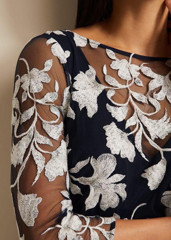 Phase Eight Irina Floral Mesh Midi Dress