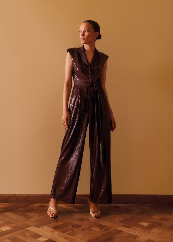 phase eight Ivey Burgundy Sequin Jumpsuit