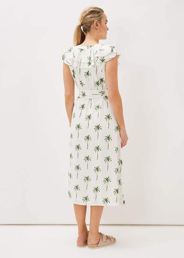 Phase Eight Jamilla Palm Print Midi Dress