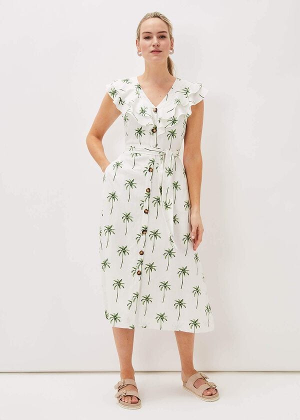 Phase Eight Jamilla Palm Print Midi Dress