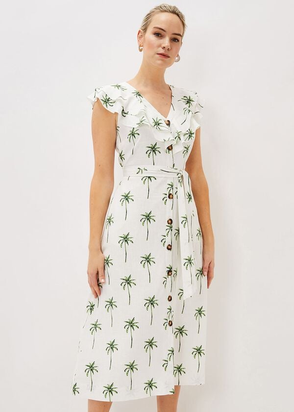 phase eight Jamilla Palm Print Midi Dress