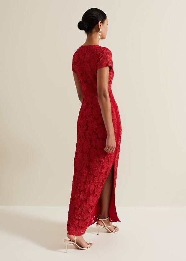 Phase Eight Janice Red Tapework Maxi Dress