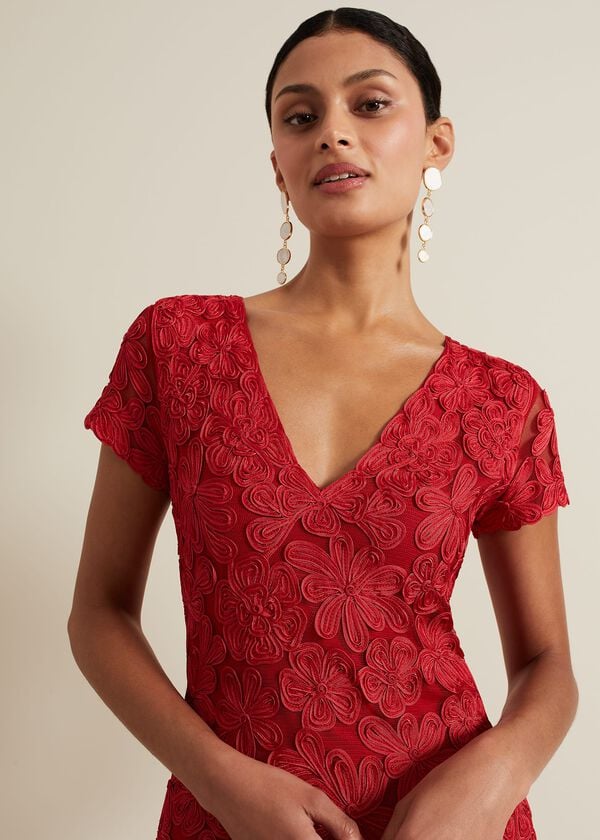 Phase Eight Janice Red Tapework Maxi Dress