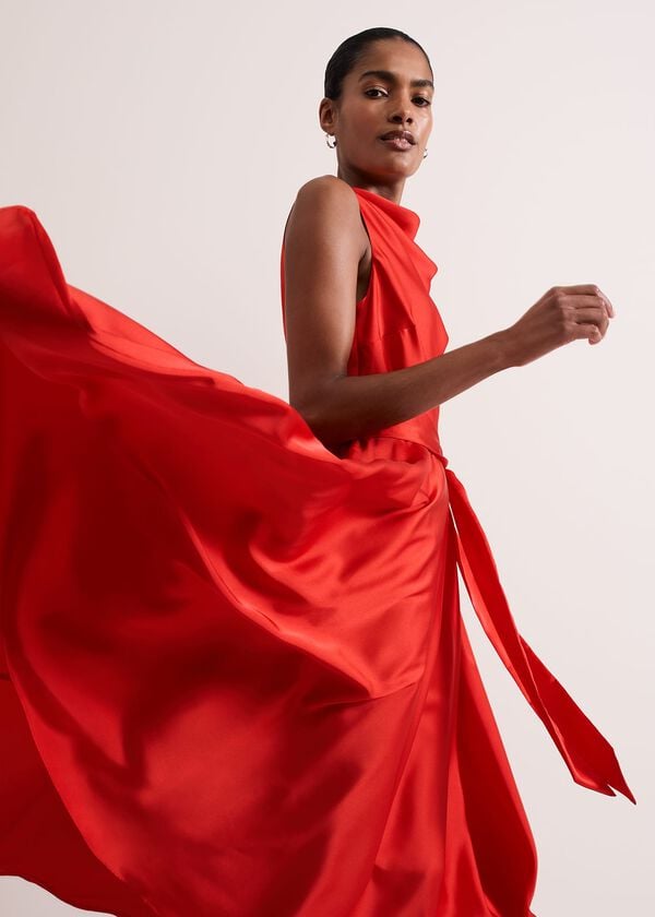 Phase Eight Jasleen Red Satin Dress