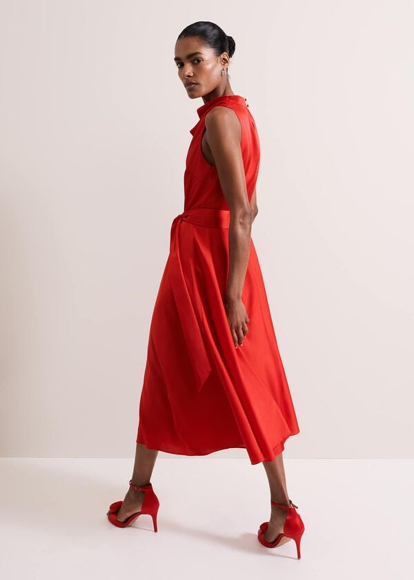 Phase Eight Jasleen Red Satin Dress