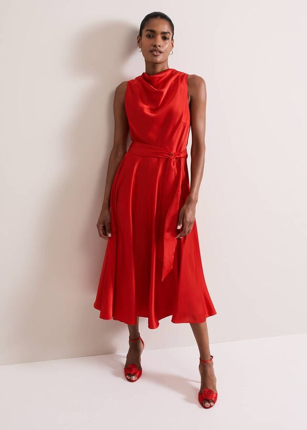 Phase Eight Jasleen Red Satin Dress