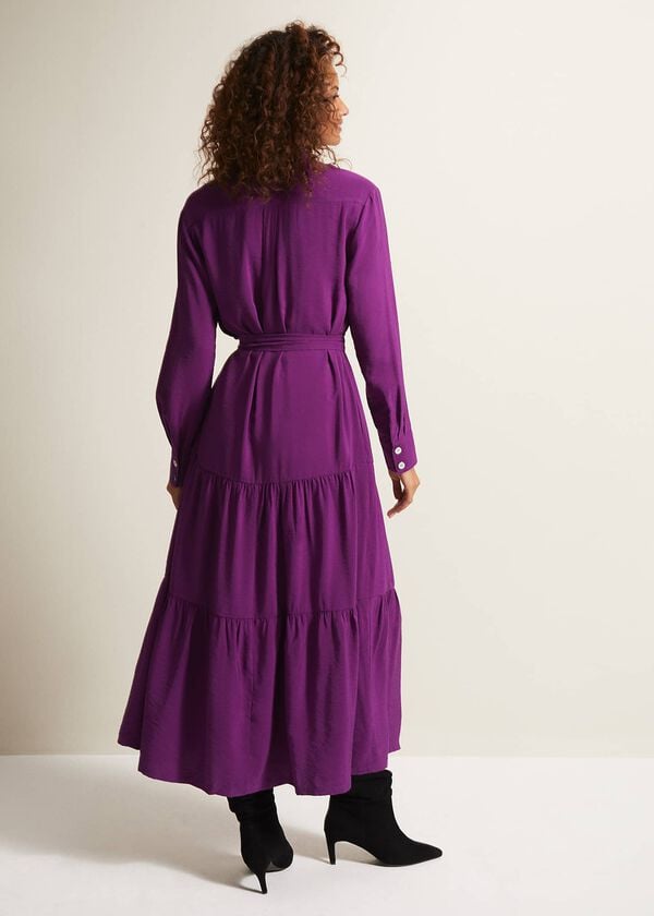 Phase Eight Jayden Purple Shirt Midaxi Dress