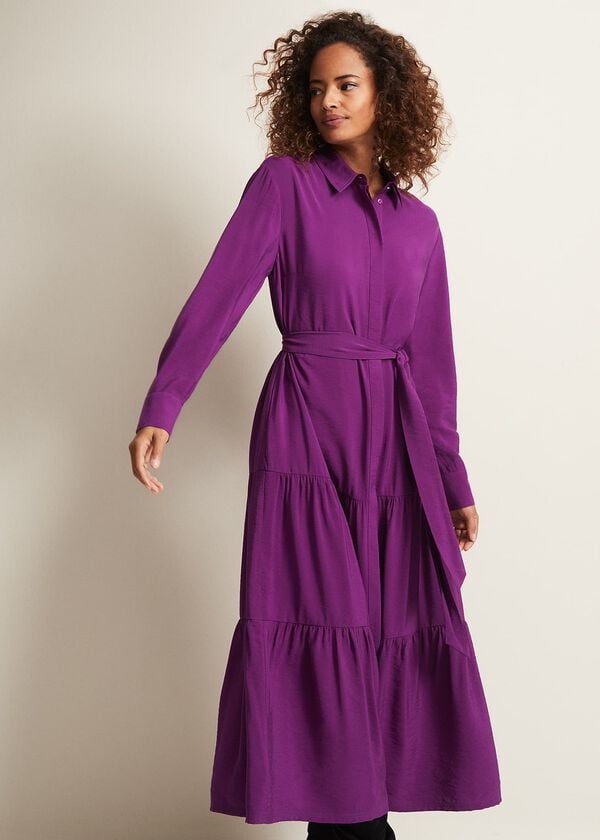 Phase Eight Jayden Purple Shirt Midaxi Dress