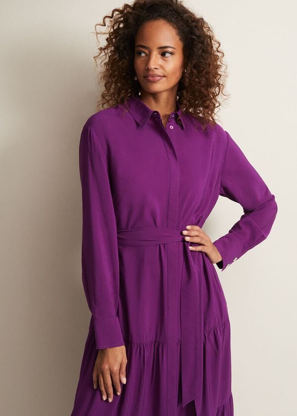 Phase Eight Jayden Purple Shirt Midaxi Dress