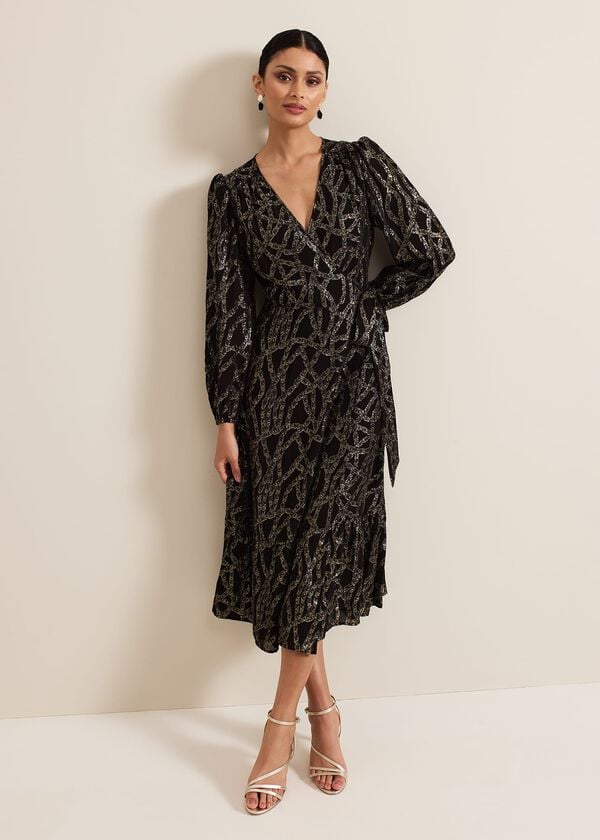 phase eight Jazminda Shimmer Wrap Midi Dress