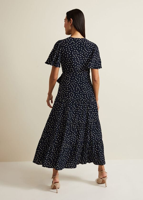 Phase Eight Jenna Black Spot Wrap Midaxi Dress