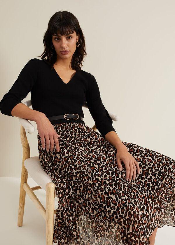 Phase Eight Josephine Animal Woven Hem Knit Dress