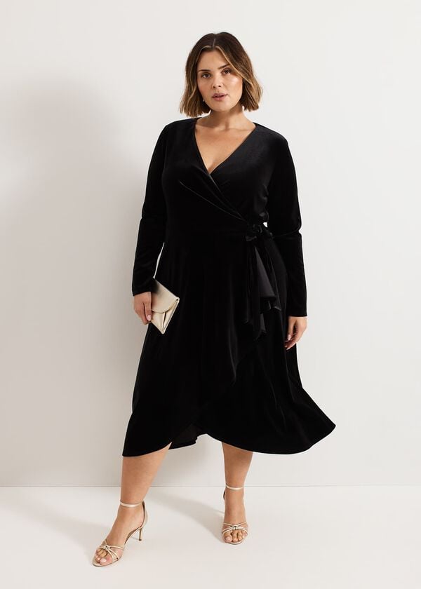 Phase Eight Julia Black Velvet Wrap Dress
