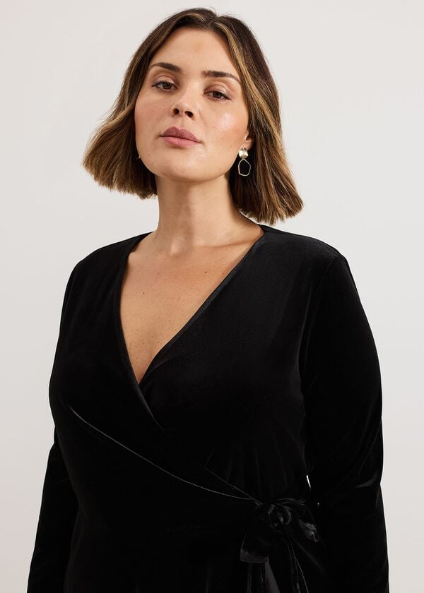 Phase Eight Julia Black Velvet Wrap Dress