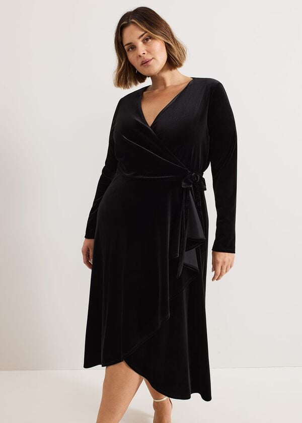 phase eight Julia Black Velvet Wrap Dress