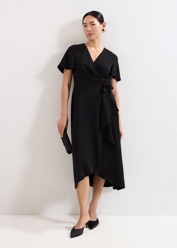 Phase Eight Julissa Black Wrap Midi Dress