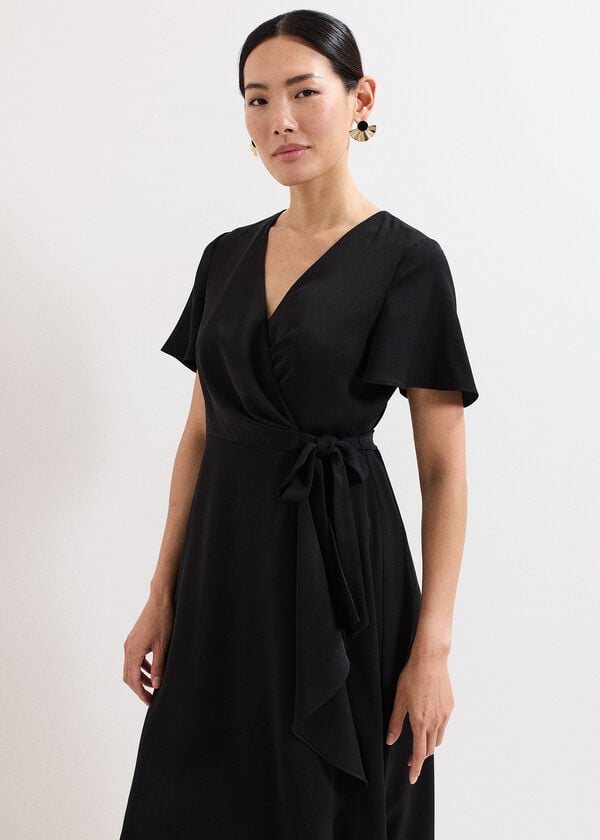 Phase Eight Julissa Black Wrap Midi Dress