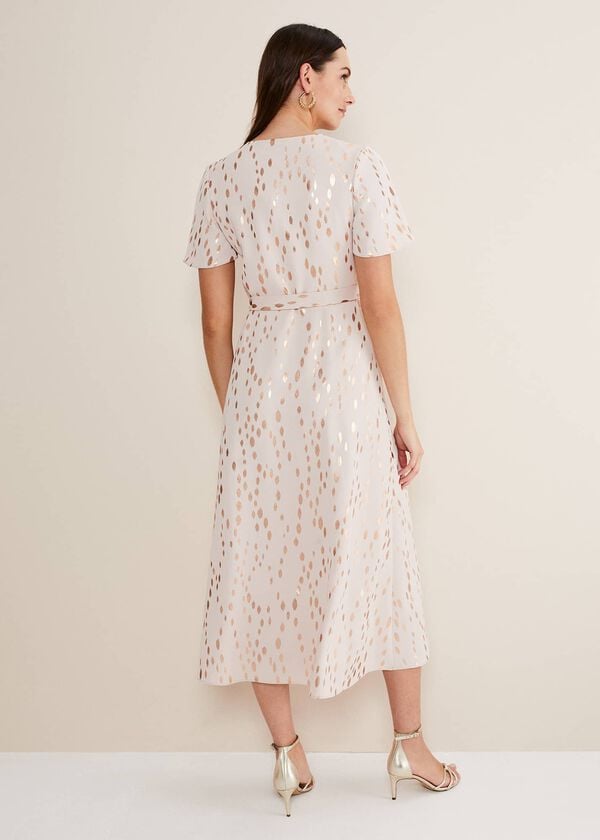 Phase Eight Julissa Gold Foil Wrap Dress