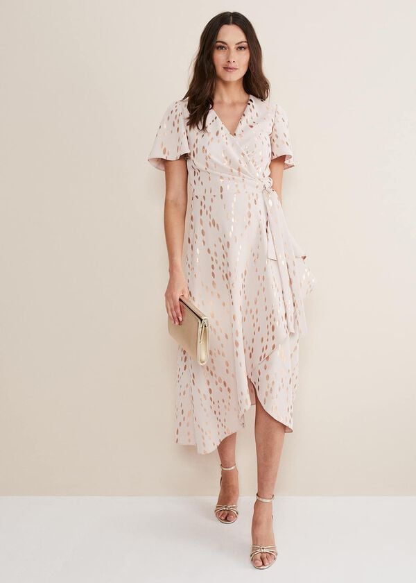 Phase Eight Julissa Gold Foil Wrap Dress