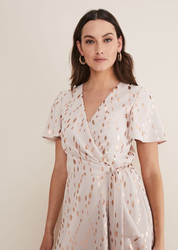 Phase Eight Julissa Gold Foil Wrap Dress