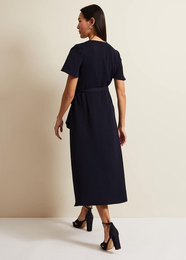 Phase Eight Julissa Navy Frill Wrap Dress